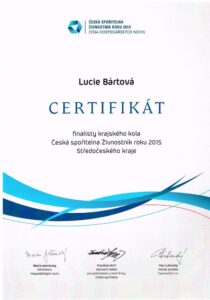 Certifikát finalistky krajského kola Živnostník roku 2015, Lucie Bártová