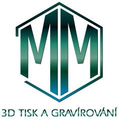 Logo MM3D, 3D tisk a gravírování, navrhla Luciadesign
