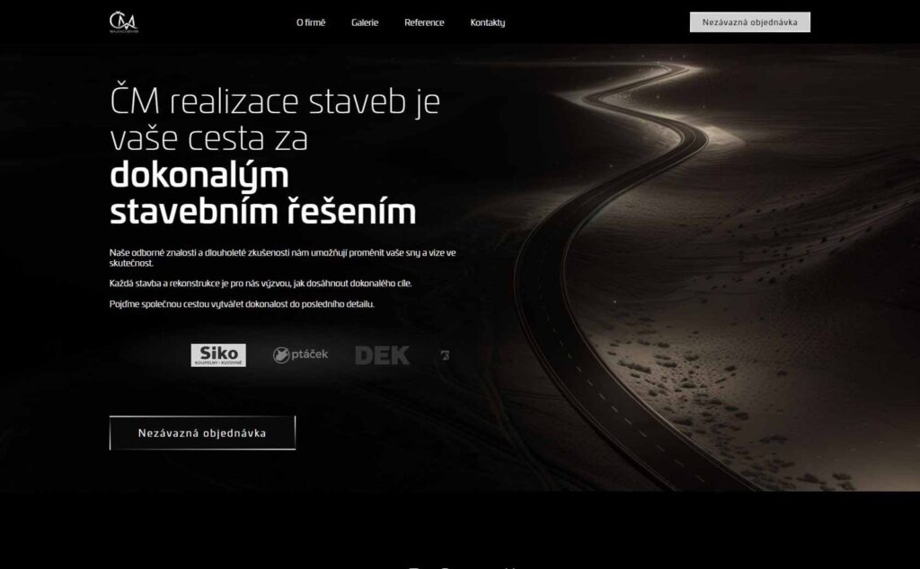 Úvodní stránka webu CM realizace staveb